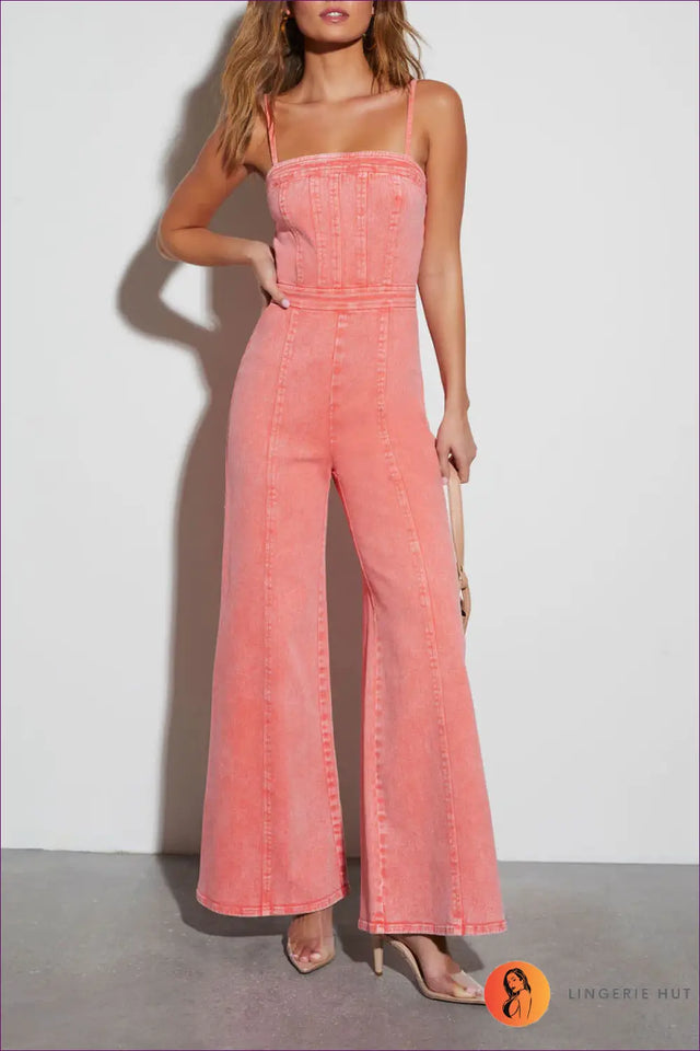 Wide Leg Jumpsuit with Spaghetti Straps - Effortless Retro Chic