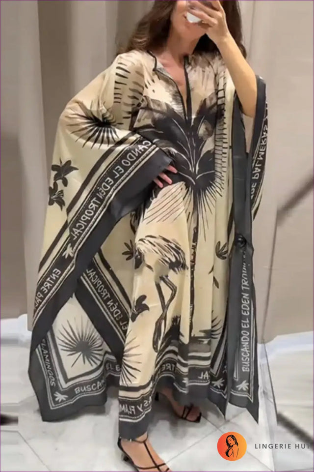 Palm Print Maxi Cover Up - Effortless Vacation Mood