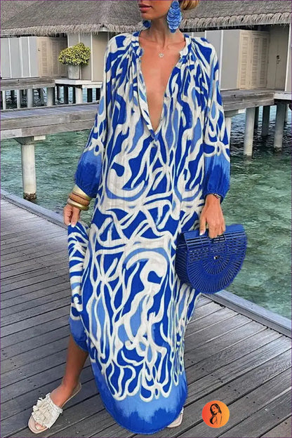 Kaftan Shirt Maxi Dress - Effortless Holiday Ease - s / Blue - Beachwear • Boho • Cover Up • Everyday - Lingerie Hut