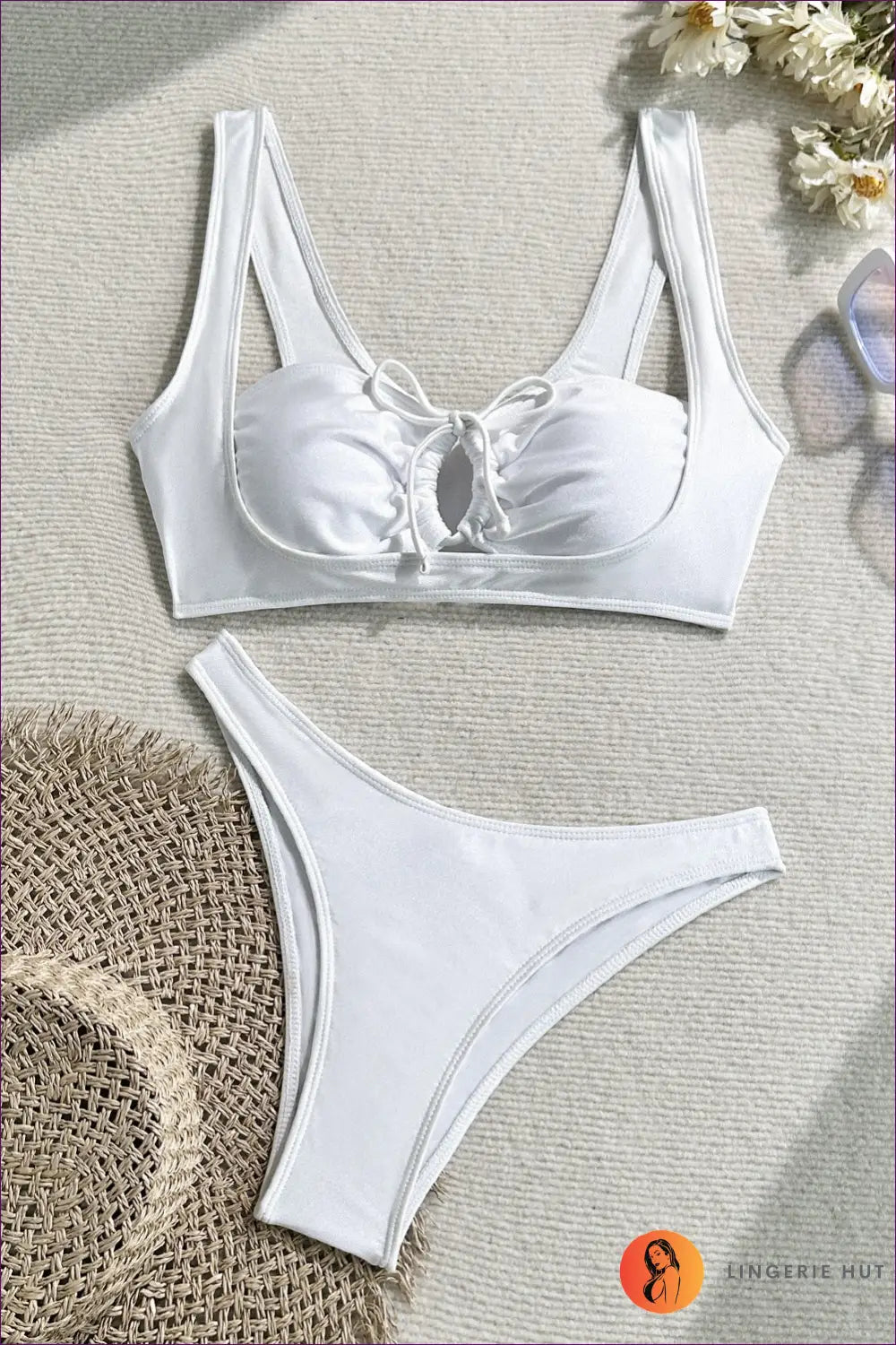 Knit Bandeau Bikini Set with Ruched Skirt - Effortless Summer Edit - s / White - Lingerie Hut - Beachwear • Casual