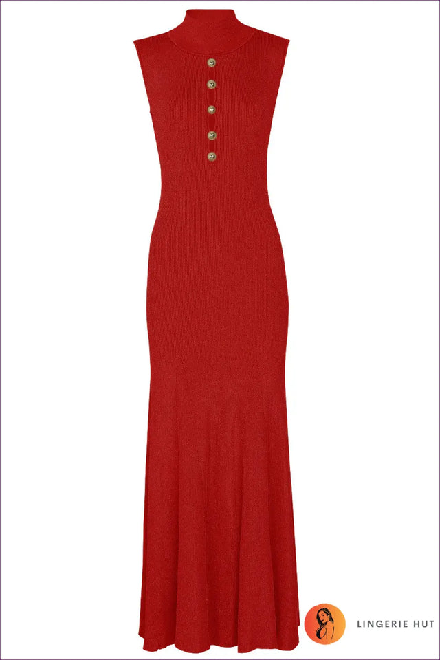 Knit Maxi Dress with Button Detail - Effortless Elegance