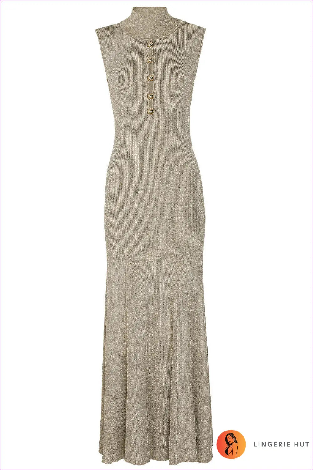 Knit Maxi Dress with Button Detail - Effortless Elegance - s / Gold - Dresses - Button Front • Casual • Clothing