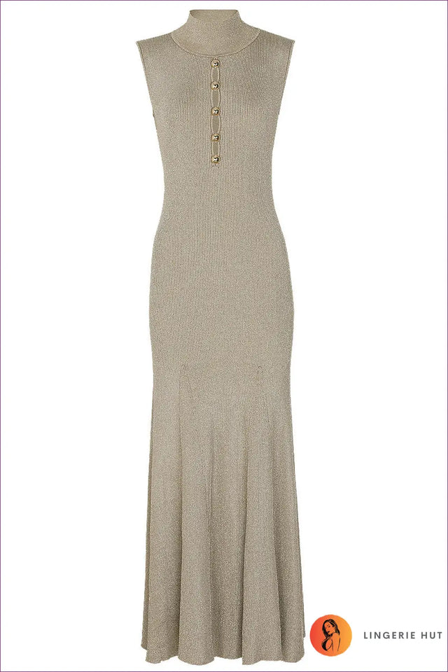 Knit Maxi Dress with Button Detail - Effortless Elegance