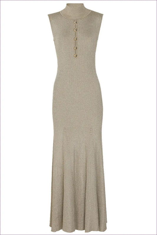 Knit Maxi Dress with Button Detail - Effortless Elegance - Dresses - Button Front • Casual • Clothing • Everyday