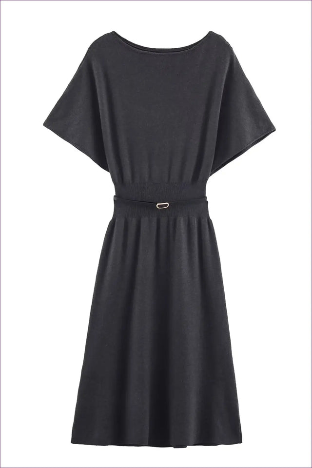Knit Midi A-Line Dress with Belt Detail - Everyday Elegance