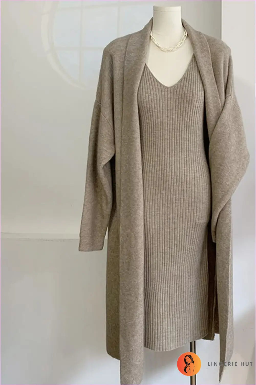 Knit co Ord Set - Calm Confidence All Day - one Size / Khaki - Loungewear - Lingerie Hut - All Season • Autumn • Casual