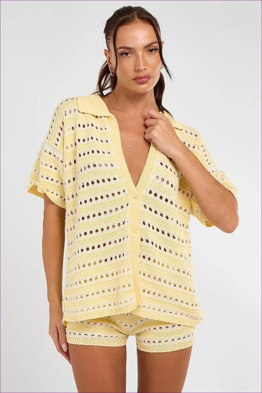 Knit Co-ord Set with Collar Detail - Poolside Downtime - Loungewear - Casual • Cover Up • Everyday • just in • Lingerie