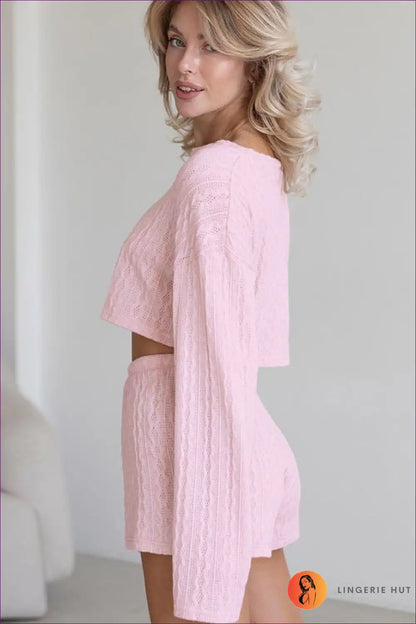 Knit Set with Cable Pattern - Cosy Weekend Confidence for All Season, Autumn, Casual, co Ord, Cotton