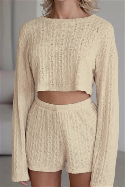 Knit Set with Cable Pattern - Cosy Weekend Confidence for All Season, Autumn, Casual, co Ord, Cotton