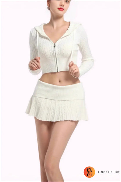 Knit Set with Hooded Top - Cosy Weekend Ritual - co Ord - Lingerie Hut - All Season • Casual • Everyday • Header-fixed