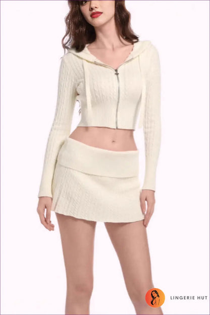 Knit Set with Hooded Top - Cosy Weekend Ritual - co Ord - Lingerie Hut - All Season • Casual • Everyday • Header-fixed