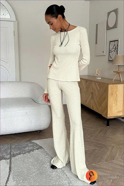 Knit Set with Round Neck - Minimalist Luxury for All Season, Casual, co Ord, Evening Wear, Everyday