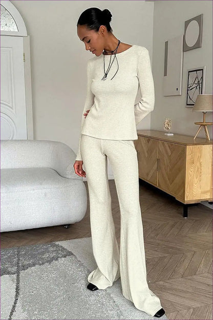 Knit Set with Round Neck - Minimalist Luxury for All Season, Casual, co Ord, Evening Wear, Everyday