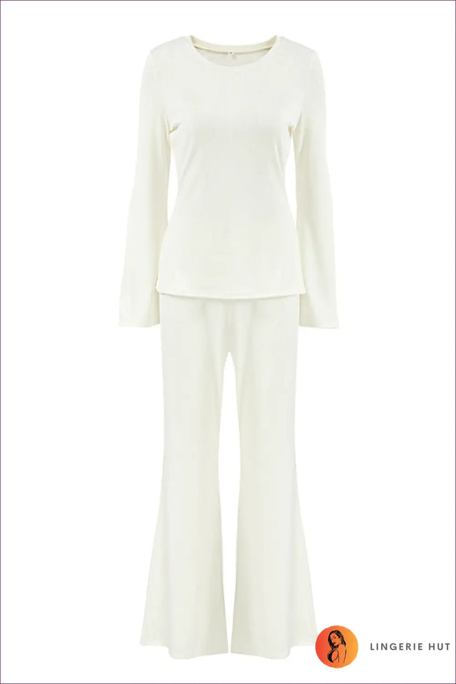 Knit Co Ord Set with Wide-Leg Trousers - Effortless Sophistication