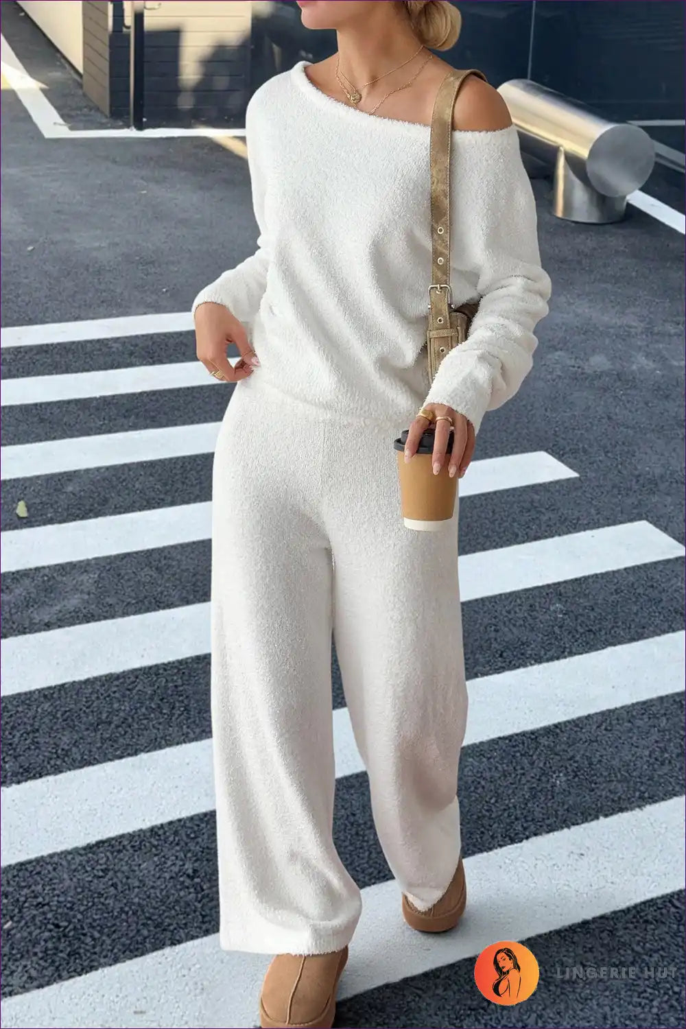 Knit Set with Off-shoulder Top - Cosy Luxury for All Season, Autumn, Casual, co Ord, Everyday