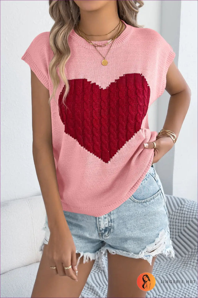 Knit Heart Motif Top - Everyday Romantic Revival
