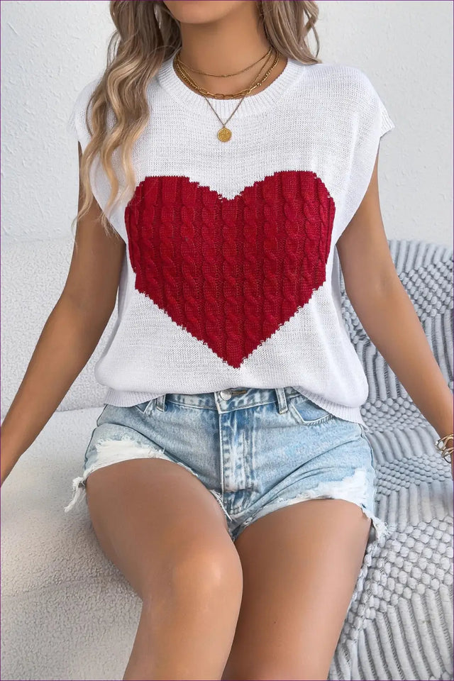 Knit Heart Motif Top - Everyday Romantic Revival