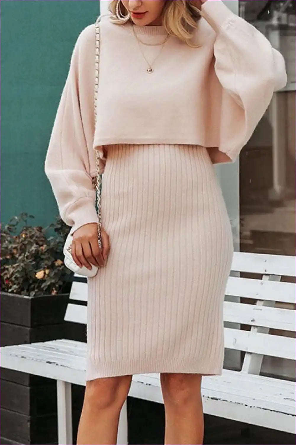 Knit Two-piece Set with Cropped Top - Modern Comfort