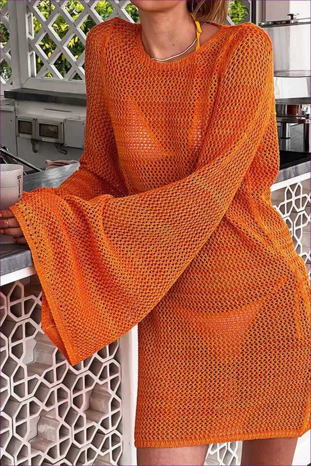Knitted Backless Cover Up Mini Dress - Boho Beach Allure