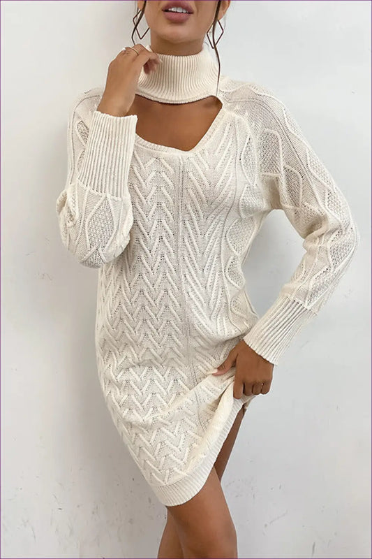 Knitted Bodycon Mini Dress with Keyhole - Understated Glamour - Dresses - Lingerie Hut - Autumn • Casual • Cutout