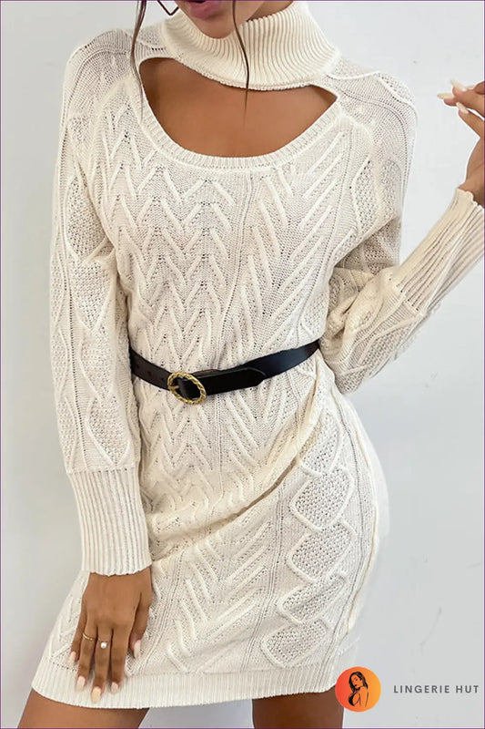 Knitted Bodycon Mini Dress with Keyhole - Understated Glamour - Dresses - Lingerie Hut - Autumn • Casual • Cutout