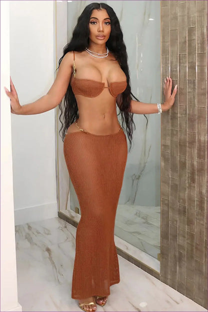 Knitted Maxi co Ord Set - Evening Wear with Impact - Outfit Sets - Lingerie Hut - All Season • Bodycon • Cutout