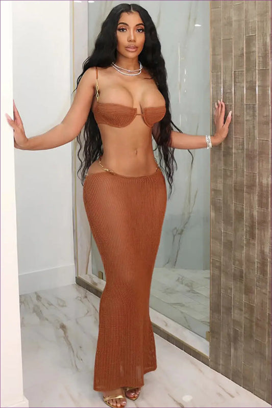 Knitted Maxi co Ord Set - Evening Wear with Impact - Outfit Sets - Lingerie Hut - All Season • Bodycon • Cutout