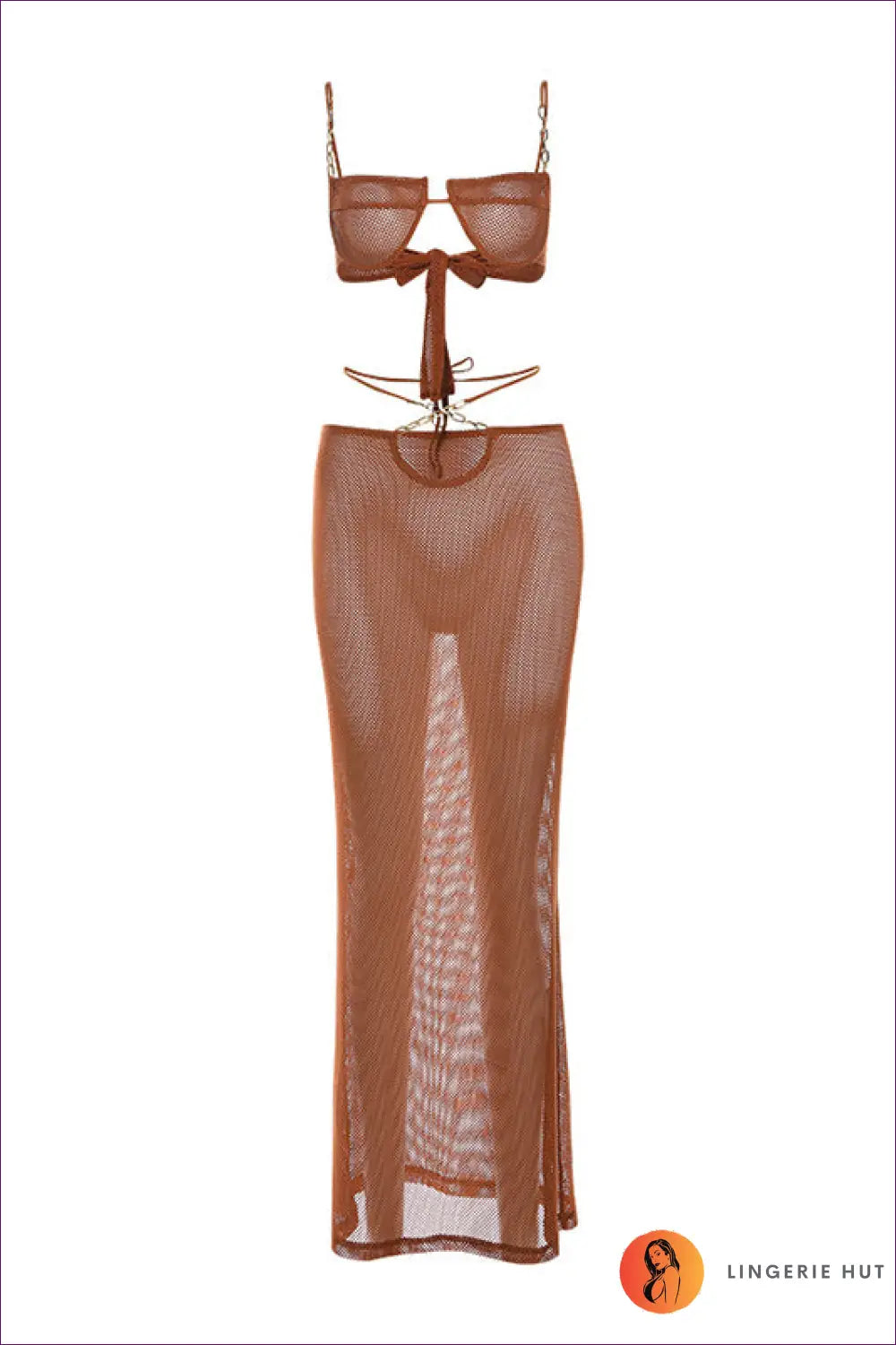 Knitted Maxi co Ord Set - Evening Wear with Impact - s / Brown - Outfit Sets - Lingerie Hut - All Season • Bodycon