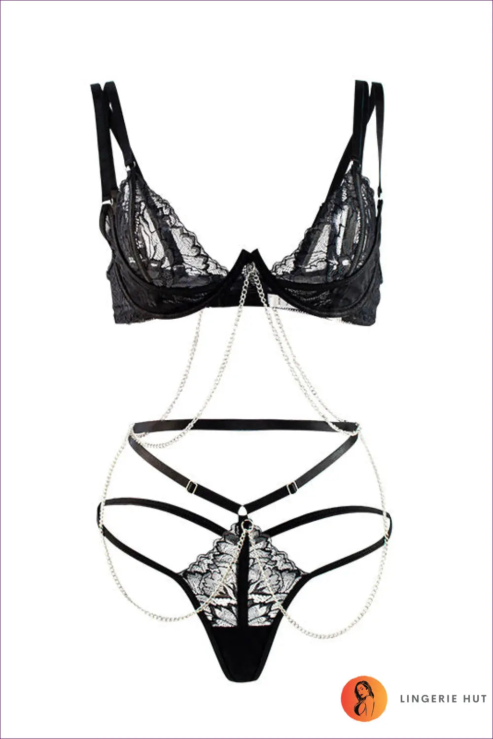 Step Into The Embrace Of Lace Allure Two-piece Set, a Backless Cross Lace Masterpiece From Lingerie Hut,