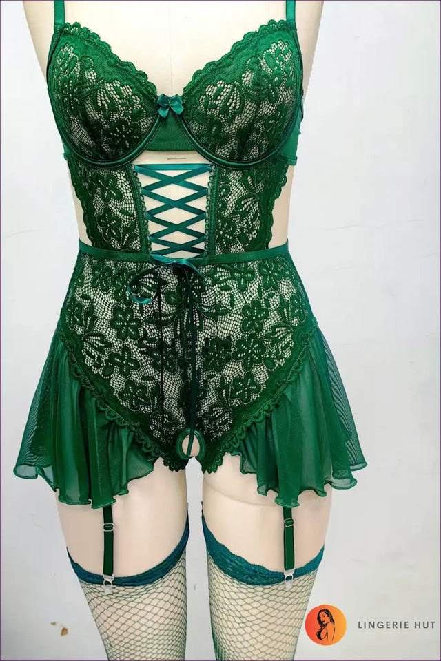 Lace Babydoll with Cut-Outs & Lace-Up Front - Night Out Drama