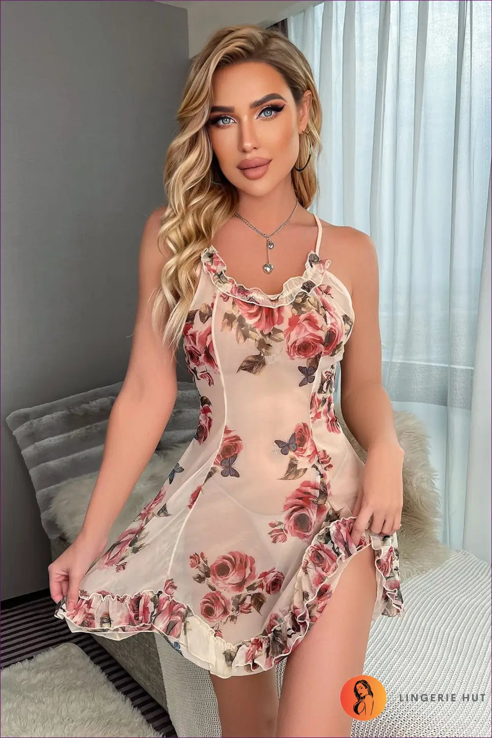 Lace Babydoll with Ruffle Detail - the Honeymoon Edit - Sleepwear & Loungewear - Lingerie Hut - All Season • Date Night