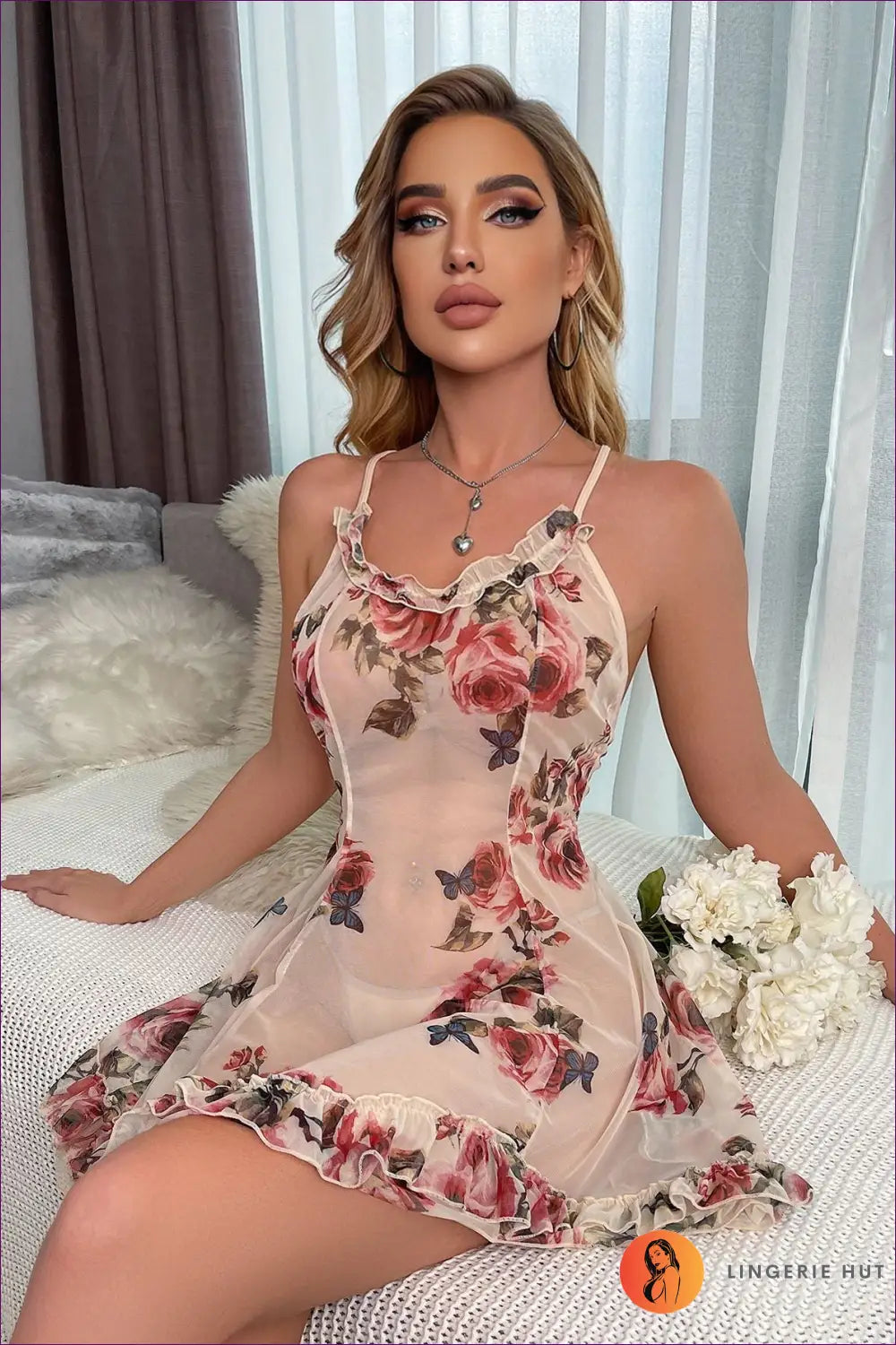 Lace Babydoll with Ruffle Detail - the Honeymoon Edit - Sleepwear & Loungewear - Lingerie Hut - All Season • Date Night