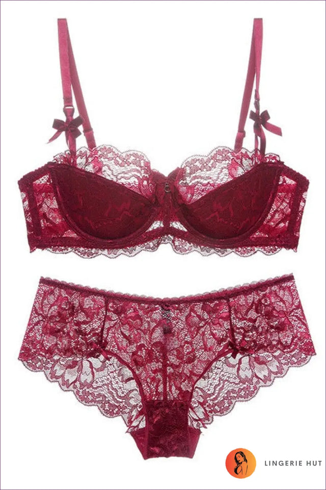 Lace Balconette Bra Set with Bow Detail - Everyday Elegance