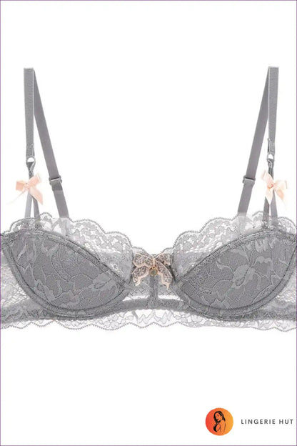 Lace Balconette Bra Set with Bow Detail - Everyday Elegance for Boudoir, Set, Casual, Everyday,