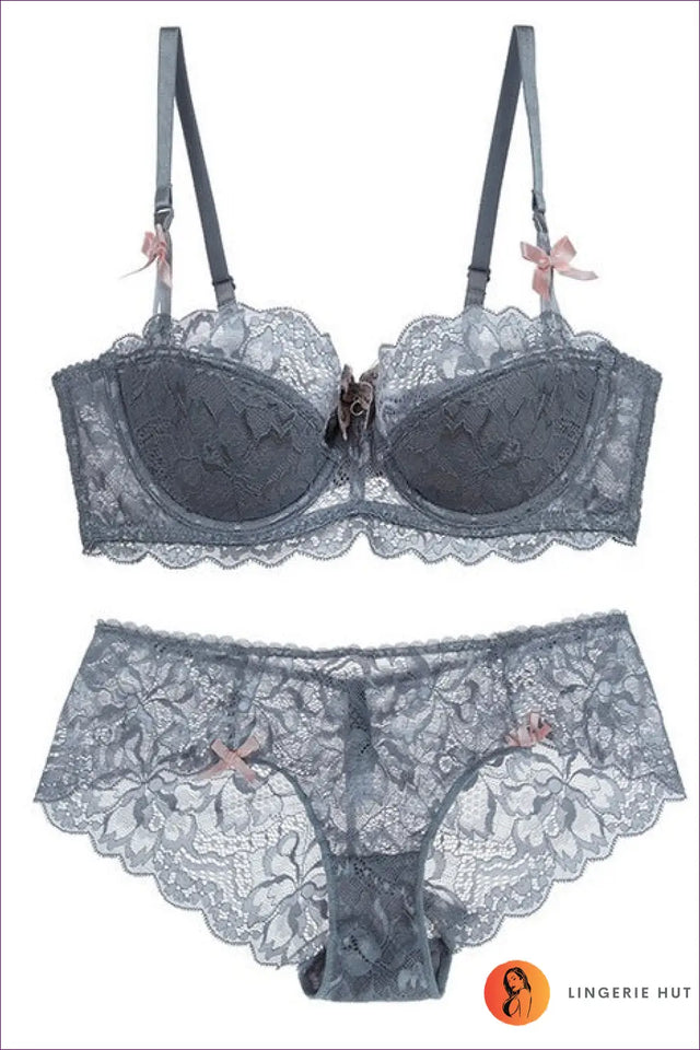 Lace Balconette Bra Set with Bow Detail - Everyday Elegance