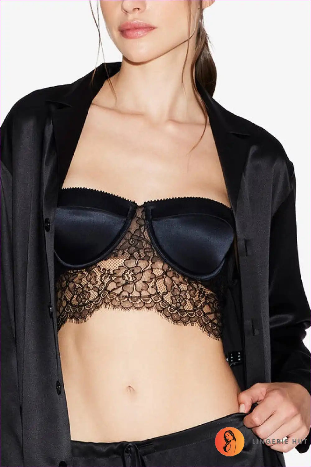 Lace Balconette Bra Set with Floral Detail - Chic Evenings for Boudoir, Set, Date Night, Everyday,