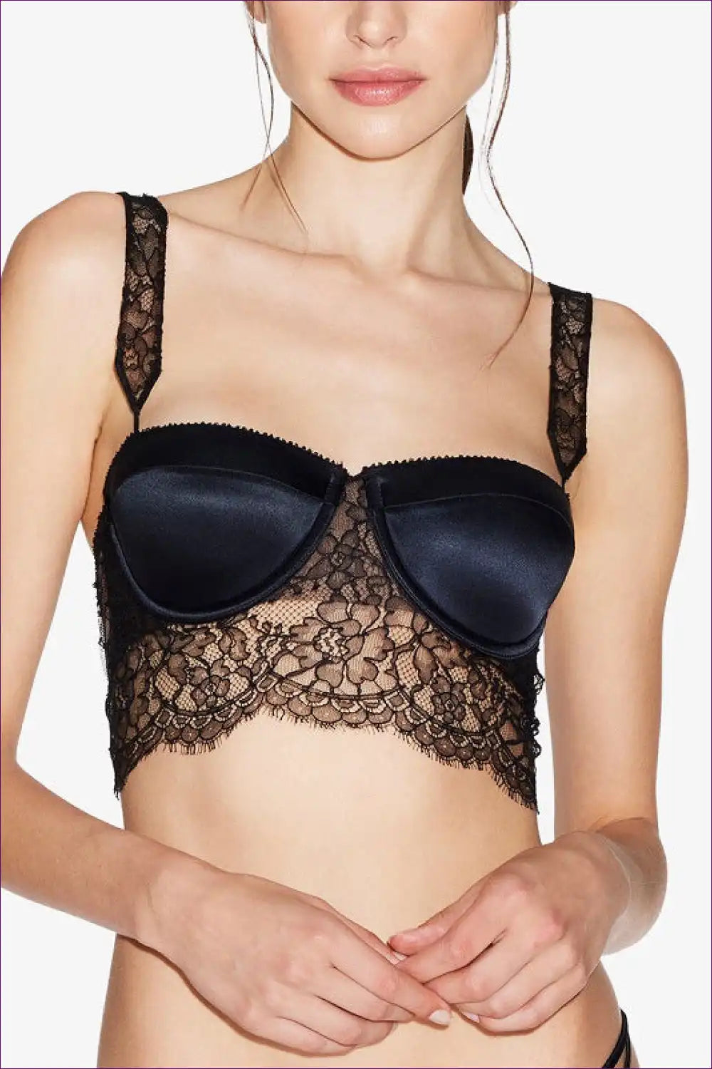 Lace Balconette Bra Set with Floral Detail - Chic Evenings for Boudoir, Set, Date Night, Everyday,