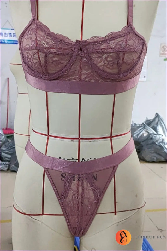 Lace Balconette Bra Set with High-Leg Panty - Bold Night Out