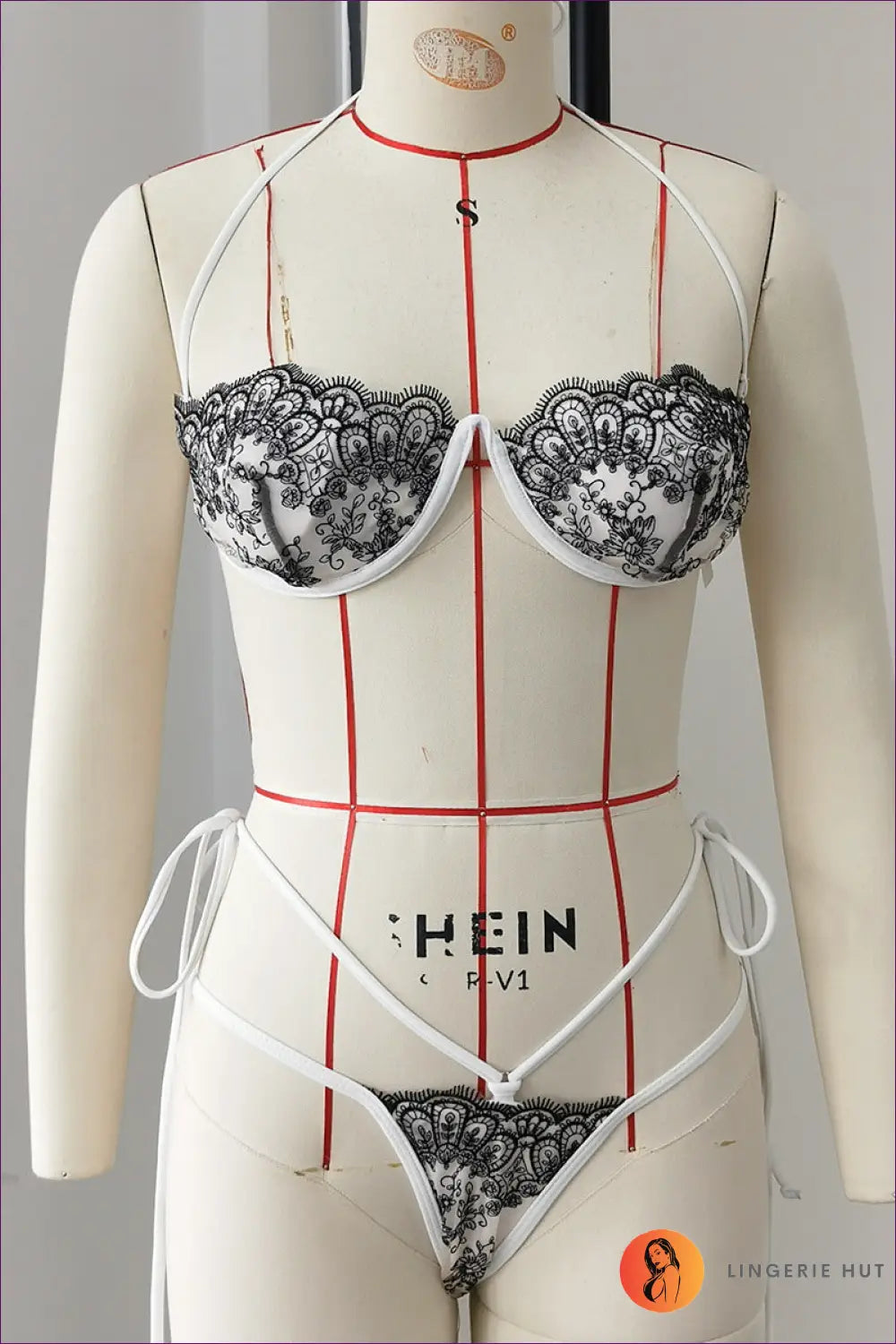 Lace Bandeau Bikini with Cross-tie Bottoms - Confident Beach Days - s / White - Beachwear • Boho • just in • Polyester