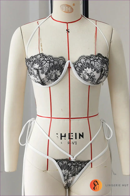 Lace Bandeau Bikini with Cross-tie Bottoms - Confident Beach Days - s / White - Beachwear • Boho • just in • Polyester