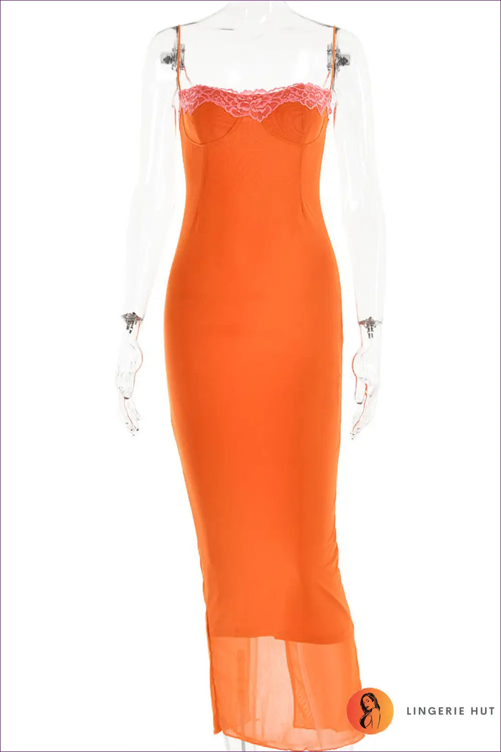 Lace Bodycon Maxi Dress - Summer Evenings Sorted - s / Orange - Dresses - Clothing • Glamour • Lace - Lingerie Hut
