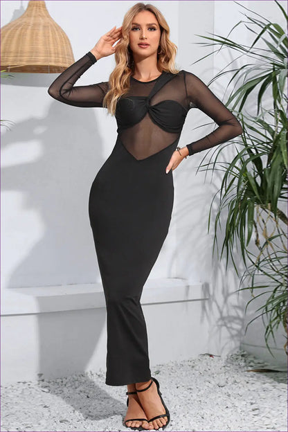 Lace Bodycon Maxi Dress - Understated Glamour - Dresses - Lingerie Hut - Autumn • Clubwear • Fishnet