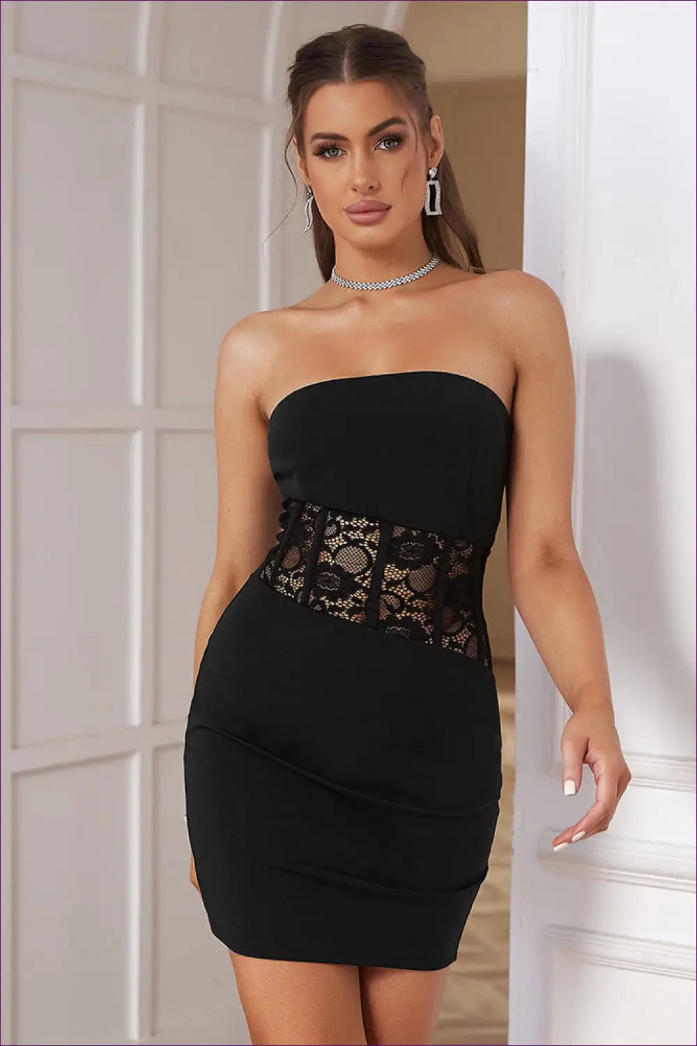 Lace Bodycon Mini Dress - Summer Evenings Sorted - Dresses - Lingerie Hut - Cutout • Evening Wear • Glamour