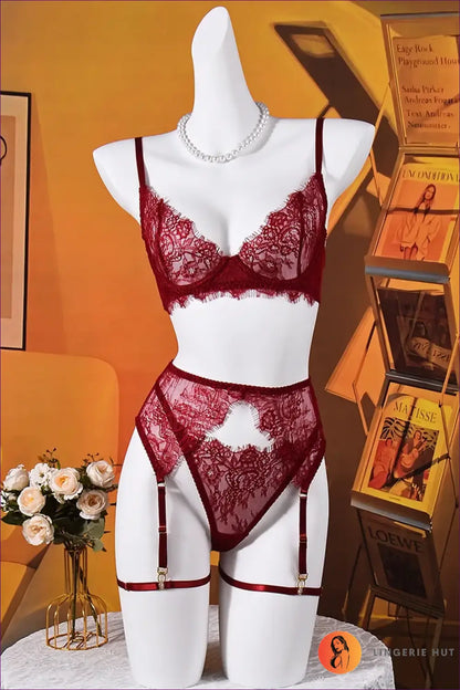 Lace Bra Set with Garter Belt - Quiet Confidence - All Season • Boudoir • Date Night - Lingerie Hut