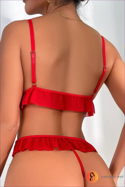 Lace Bra Set with Garter & Fishnet Detail - Worth a Second Look - Lingerie - Hut - All Season • Boudoir • Cutout