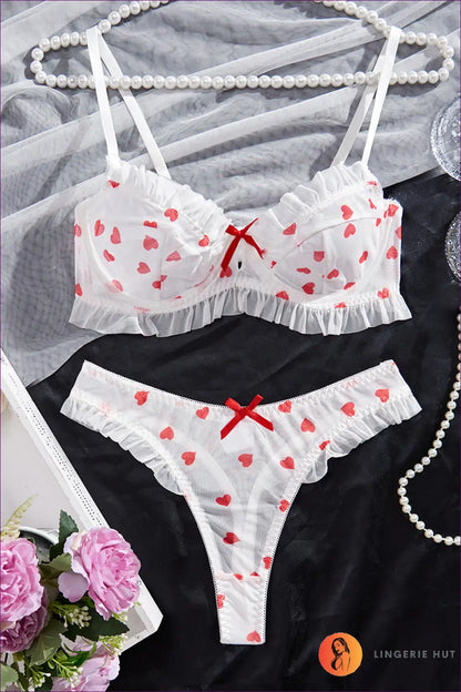 Lace Bra Set with Heart Details - Made for Date Night - s / Multi - Lingerie - Hut - All Season • Boudoir • Date Night