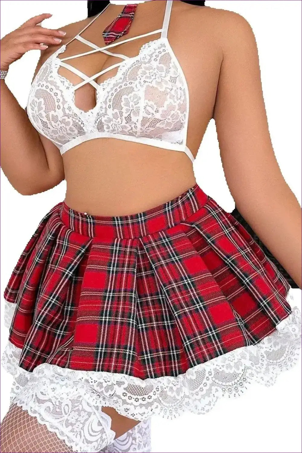 Lace Bralette and Pleated Skirt Set - Flirty Schoolgirl Mood - Lingerie - Halloween • just in • Hut