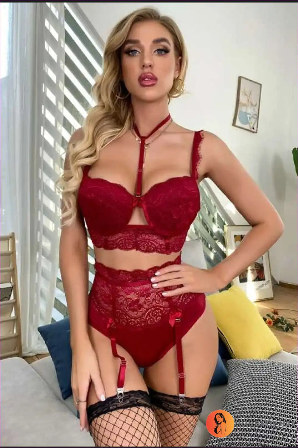 Lace Bustier Lingerie Set with Harness Detail - Modern Romance Mood for Boudior, Boudoir, Date Night, Garter,