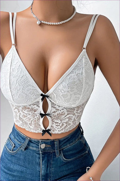 Lace Camisole with Plunge Neckline - Effortless Summer Allure for Casual, Crop, Cutout, Date Night, Everyday