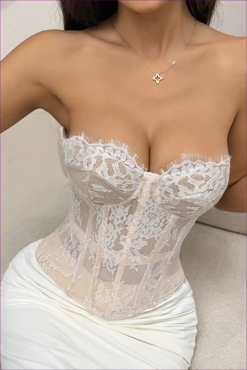 Lace Corset Bustier Top with Boning - Romantic Bridal Mood for Boudoir, Bridal, Corset, Date Night,